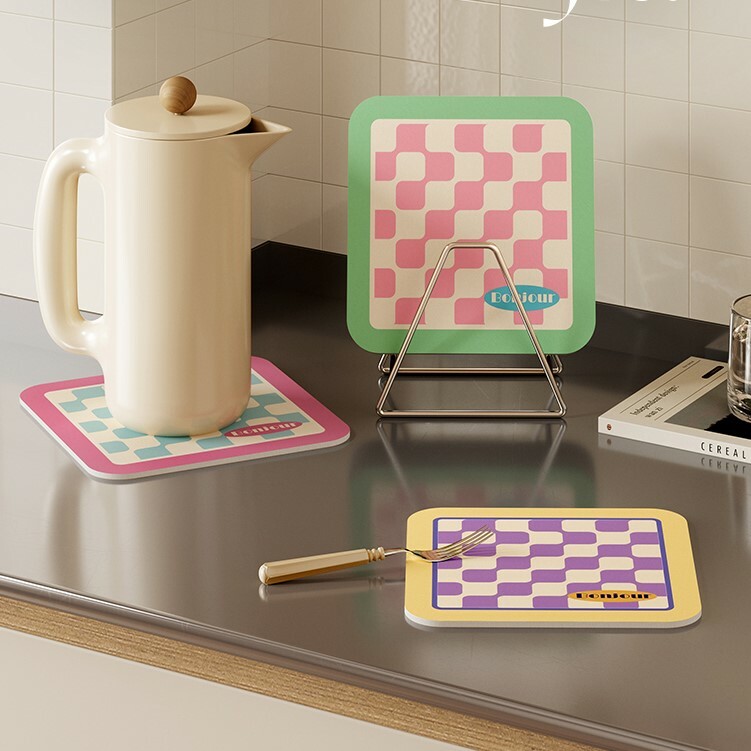 《5675》多巴胺少女風吸水隔熱杯墊