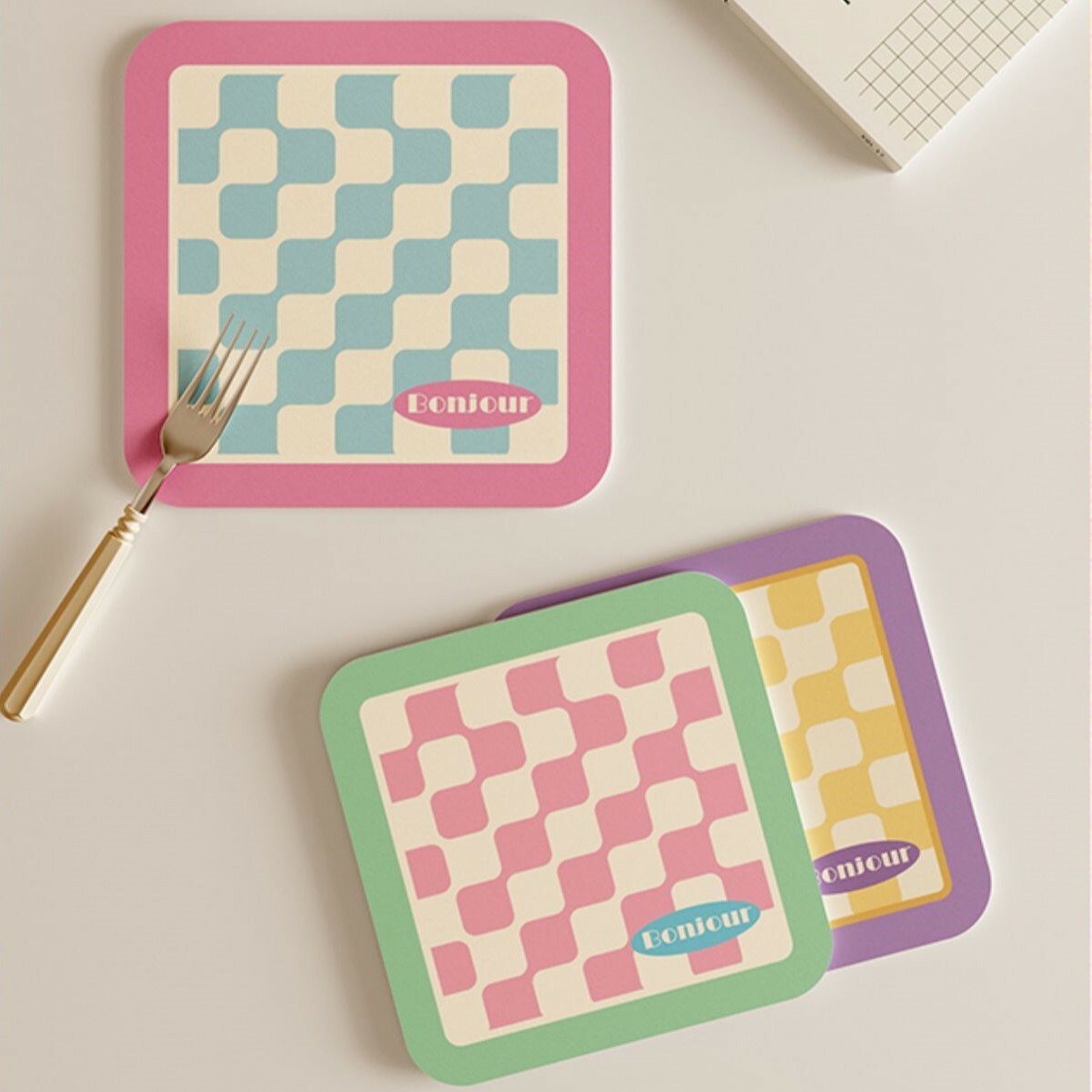 《5675》多巴胺少女風吸水隔熱杯墊