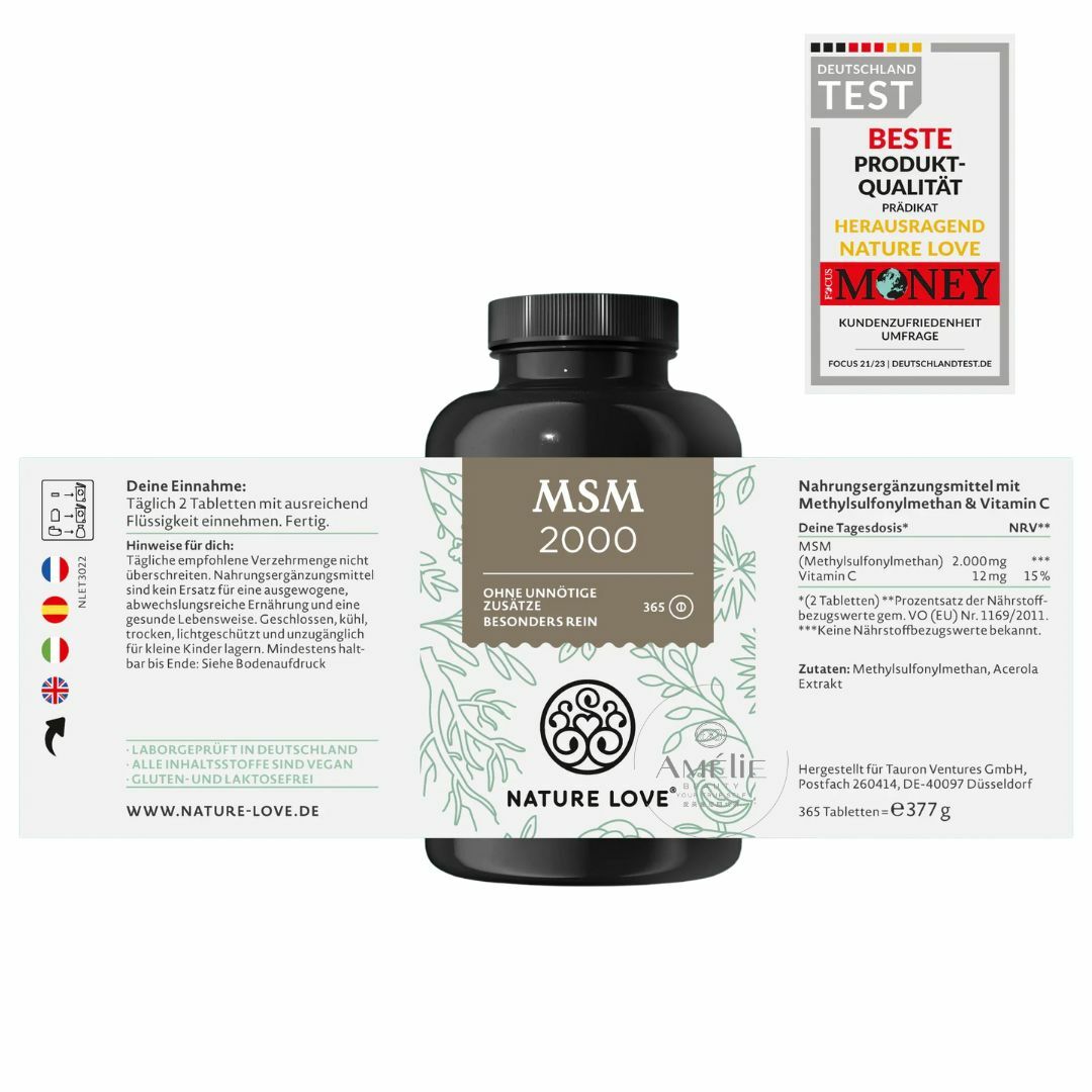 Nature Love 德國自然之愛 MSM 2000mg + 維他命C膠囊 365粒
