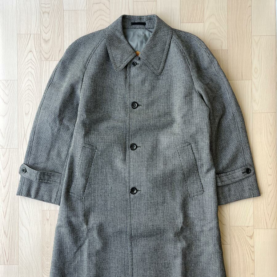 Oleg Cassini灰色格紋羊毛長外套