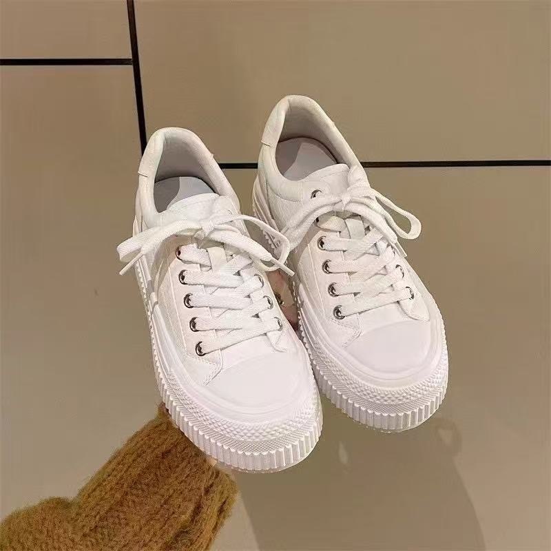 韓版牛皮內增高小白鞋