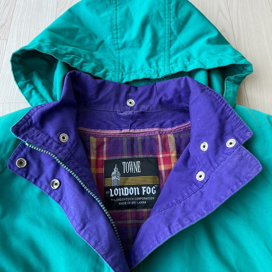 London Fog湖水綠色防風外套