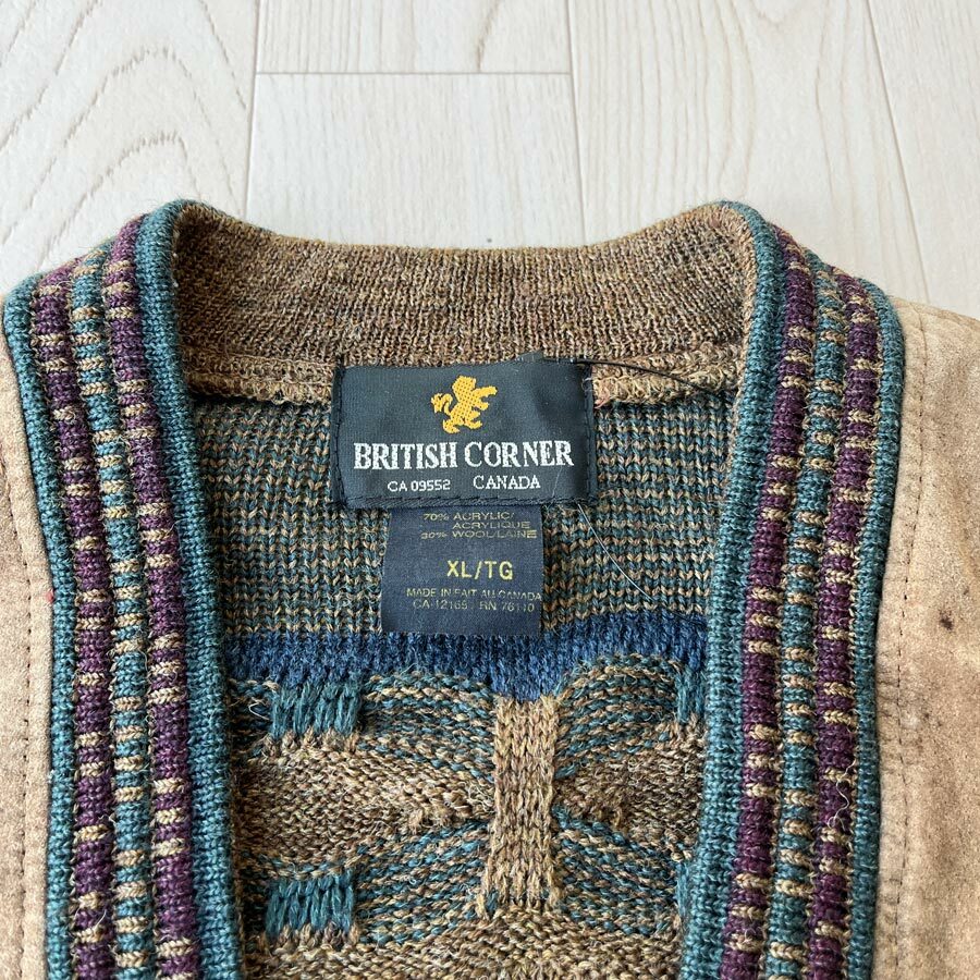 British Corner加拿大製啡色立體針織外套