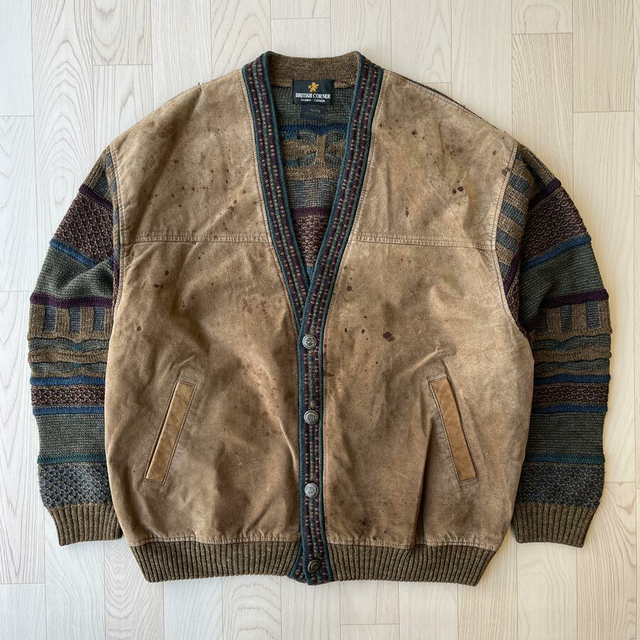 British Corner加拿大製啡色立體針織外套