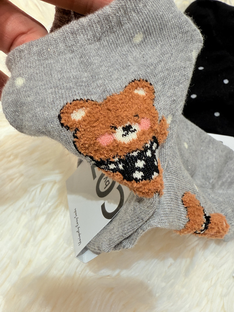 『3入組』點點毛毛泰迪熊短襪【限量】