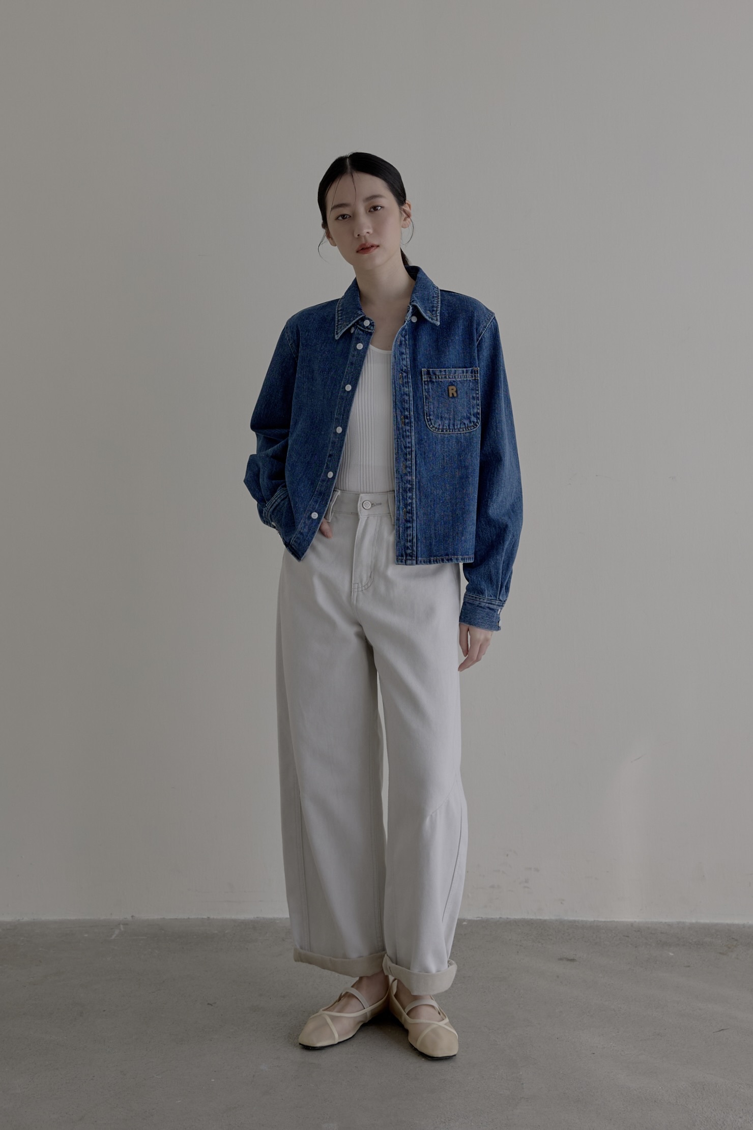 率性口袋牛仔襯衫
