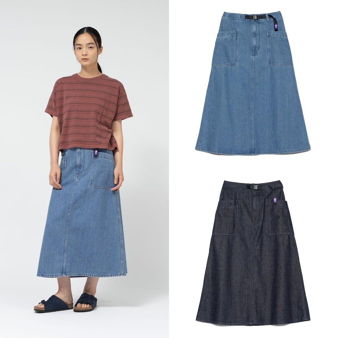 預購┃TNF 紫標 Denim Field Skirt A字 牛仔裙 後開岔 長裙