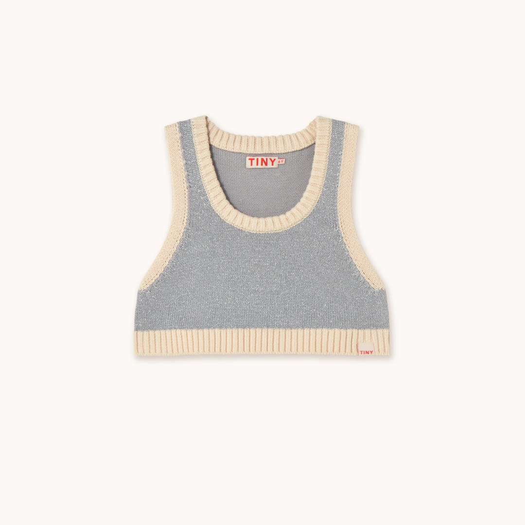 TINYCOTTONS│METALLIC TOP金屬感短版上衣．silver metallic