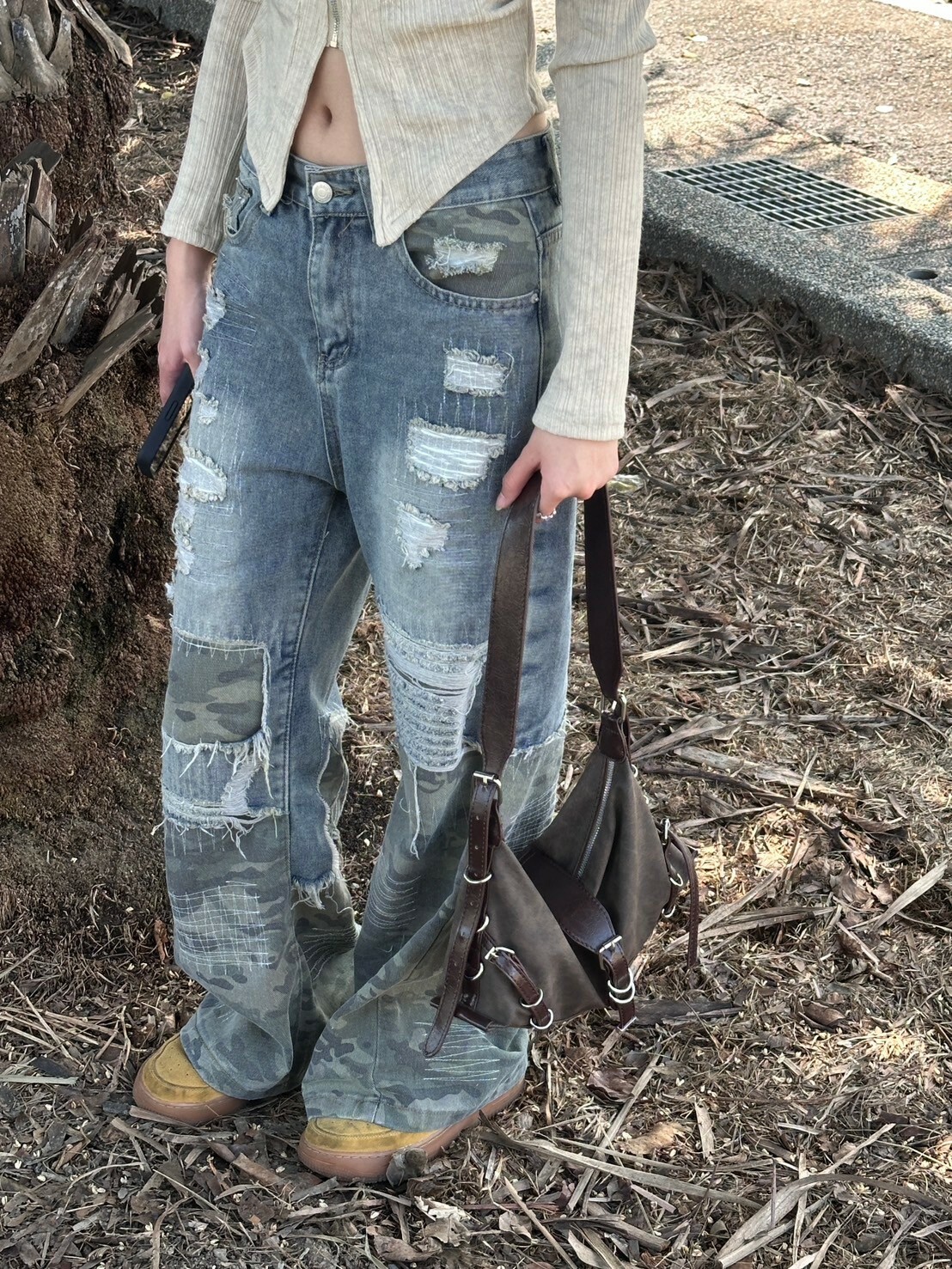 秋的適配度 磨砂咖 皮帶復古單肩包(肩帶可調節)