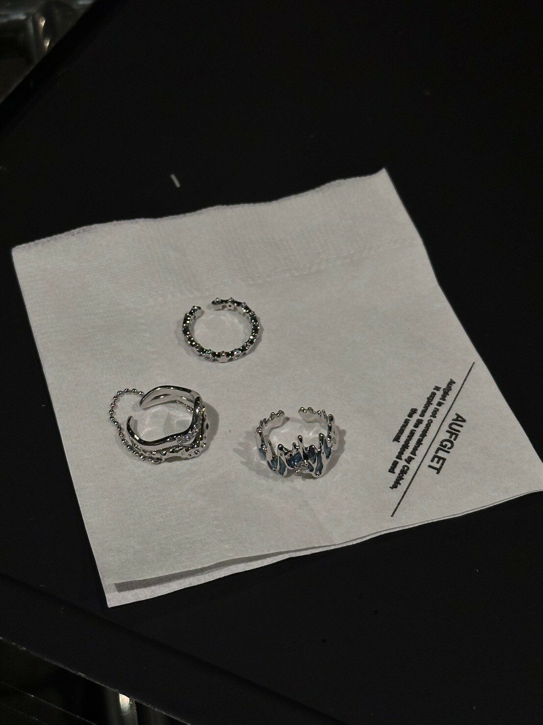 金屬辣妹鑲嵌&設計感 開口戒指 3type