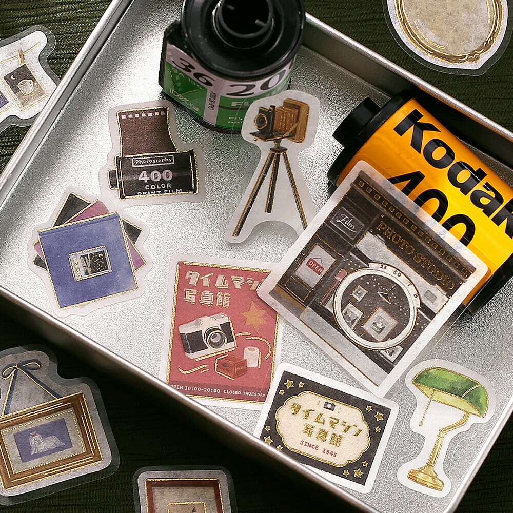 時空照相館＿幻想商店街 45枚 箔押 和紙貼紙包｜日本 BGM