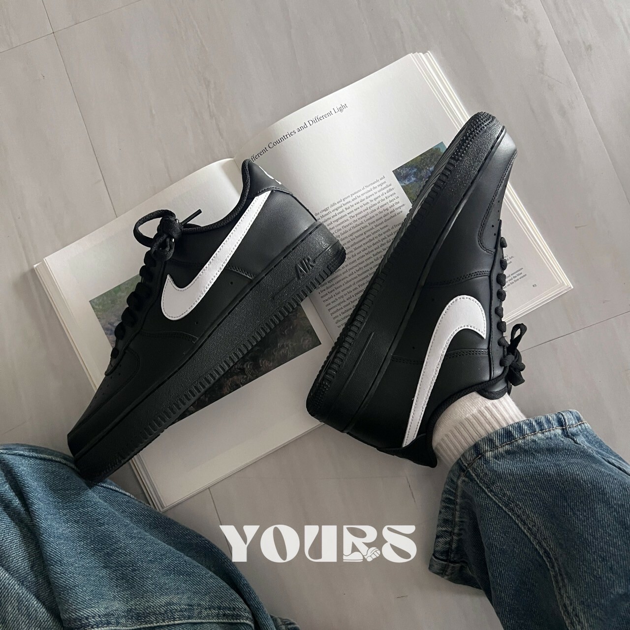 Nike Air Force 1 全黑白勾 小Ambush 男鞋