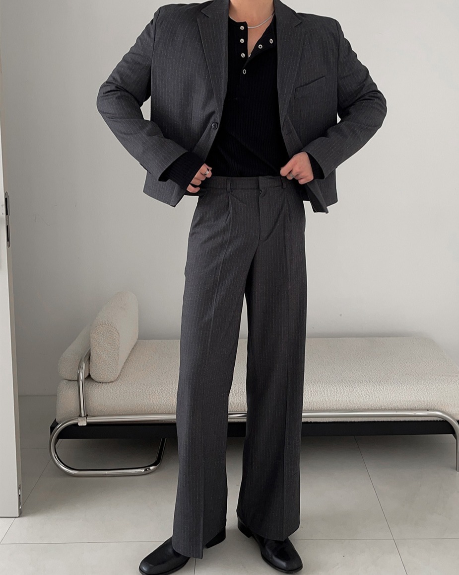 勞埃德條紋喇叭西裝褲