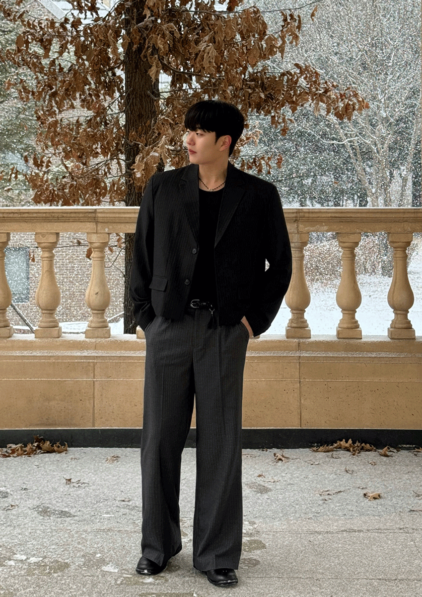 勞埃德條紋喇叭西裝褲