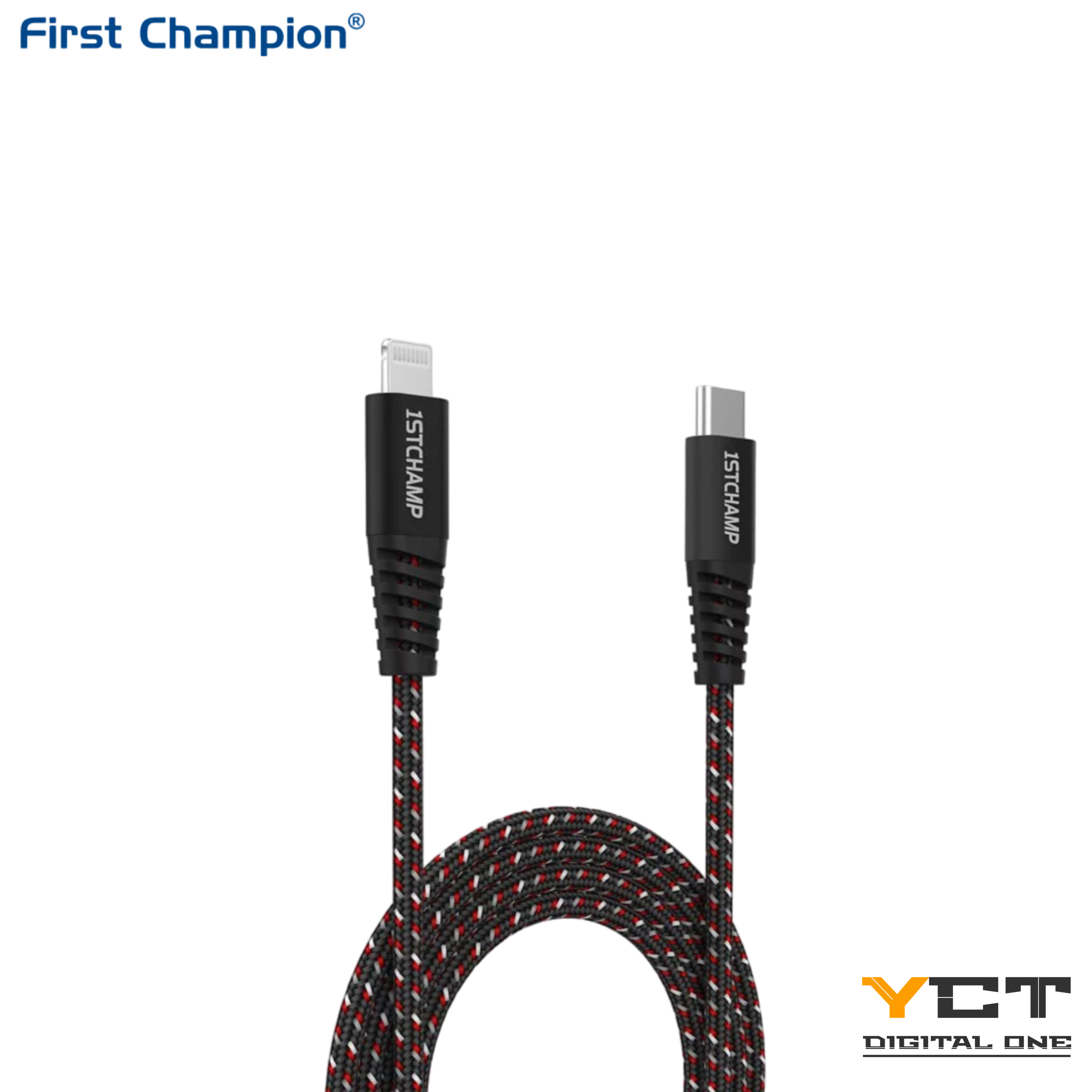 First Champion USB-C 至 Lightning 數據充電線(MFi), 尼龍編織 120cm, LTC-NY120