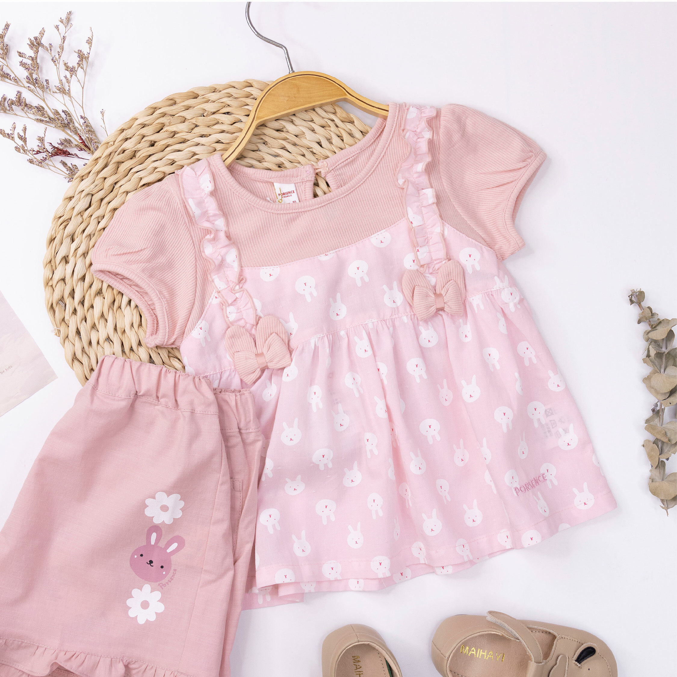 波紳士【22021】甜美小兔兔蝴蝶結假兩件上衣＊二色