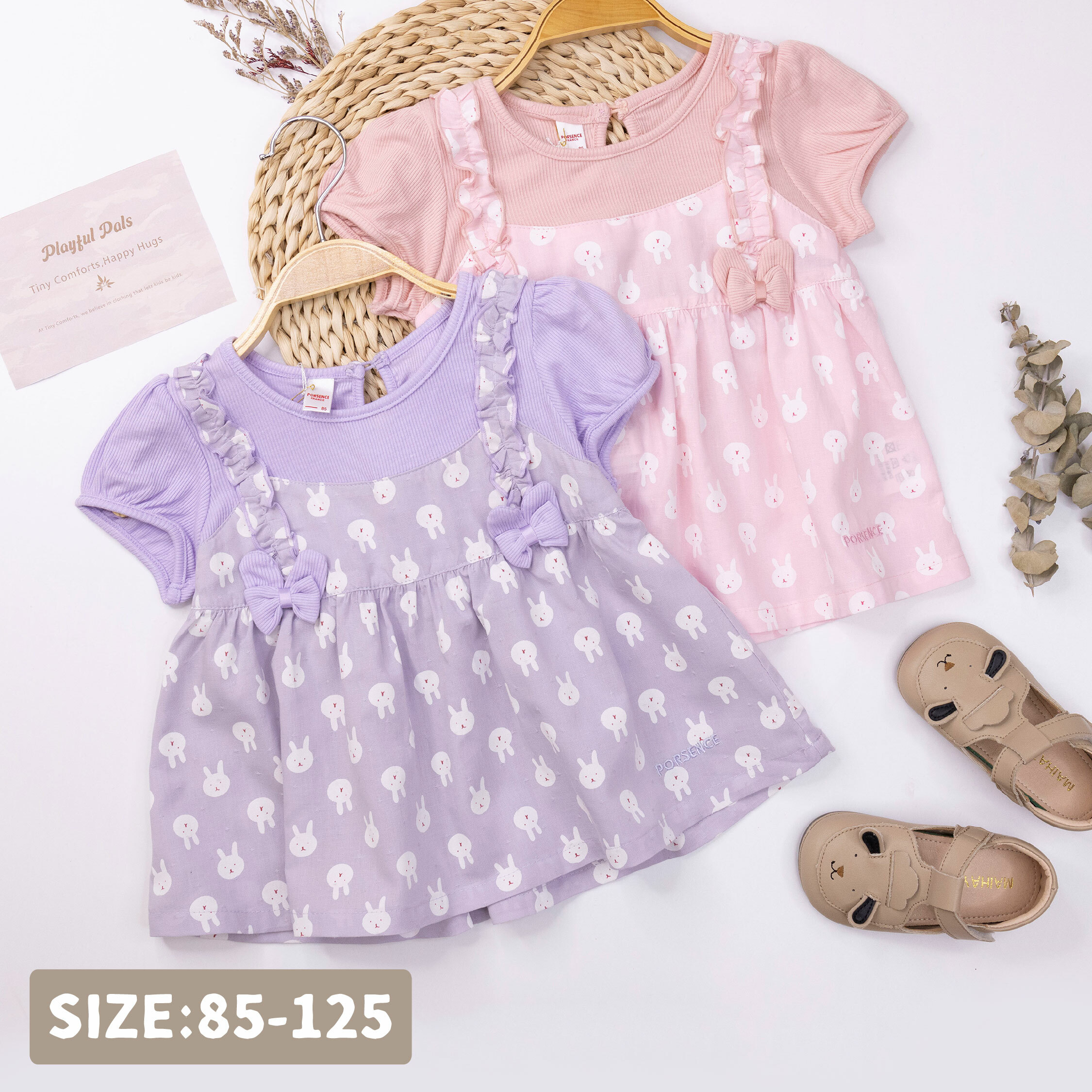 波紳士【22021】甜美小兔兔蝴蝶結假兩件上衣＊二色