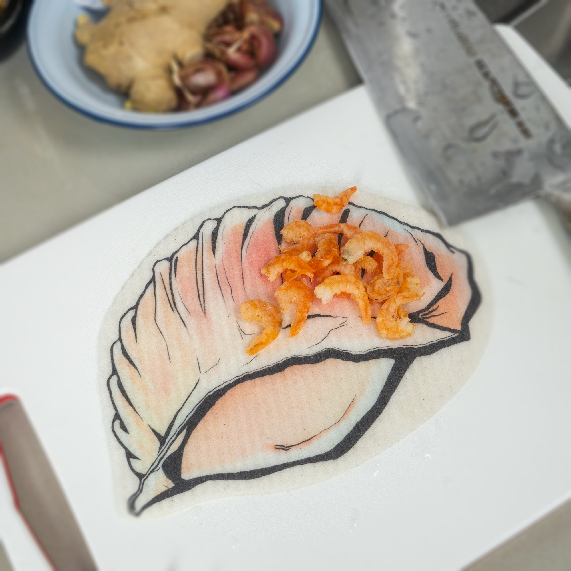 LEAFFY daichafan shrimp dumpling eco friendly cellulose sponge cloth