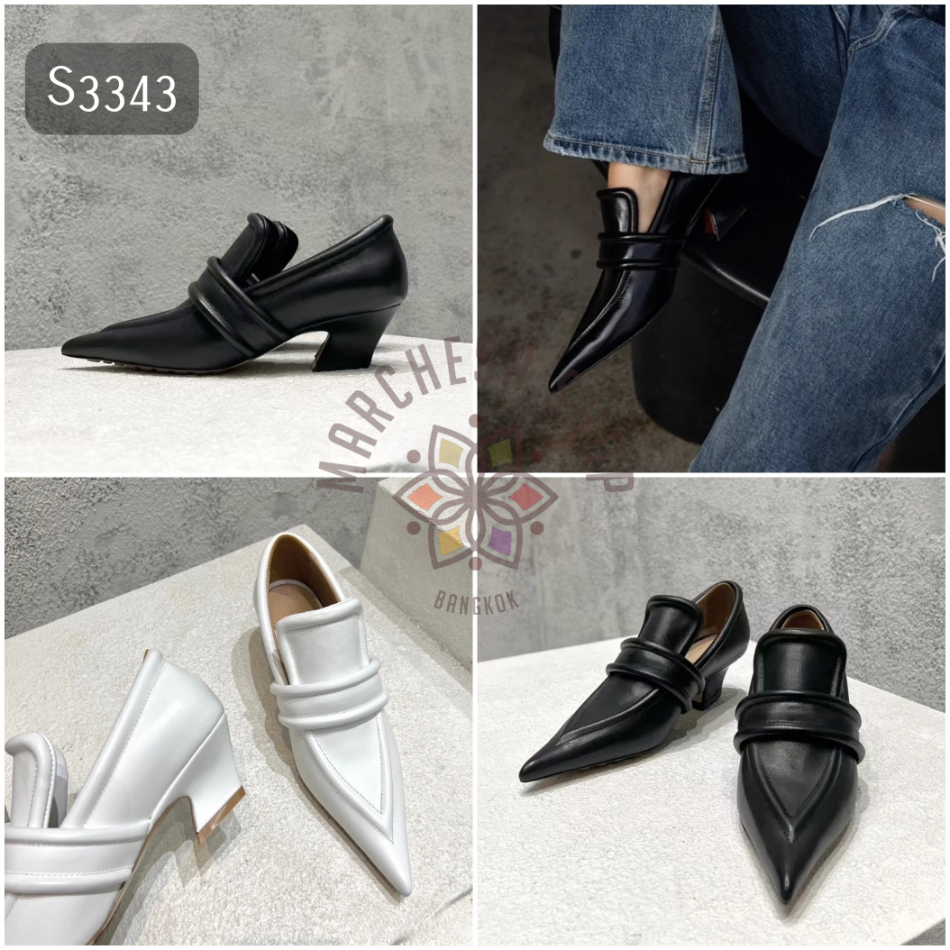 S3343 - 全真皮羊仔皮簡約尖頭高踭鞋