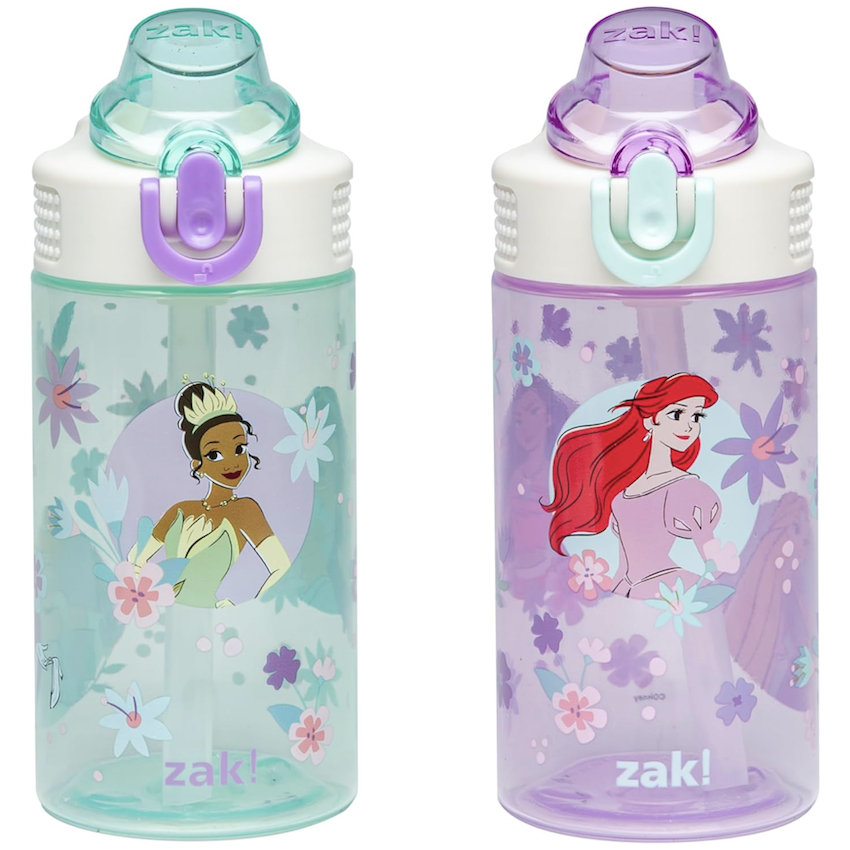 美國 Zak Designs Disney Princess 16 oz 兒童吸管水樽 (2個裝)