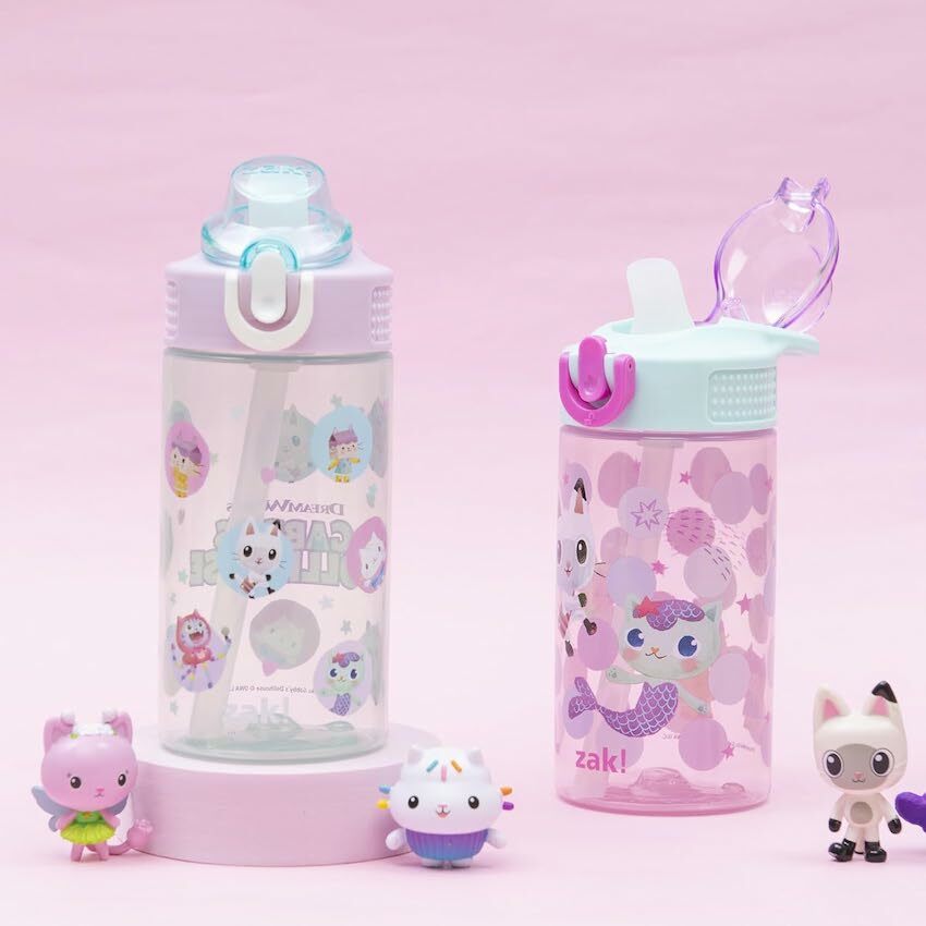 美國 Zak Designs Gabby's Dollhouse 16oz 兒童吸管水樽 (2個裝)