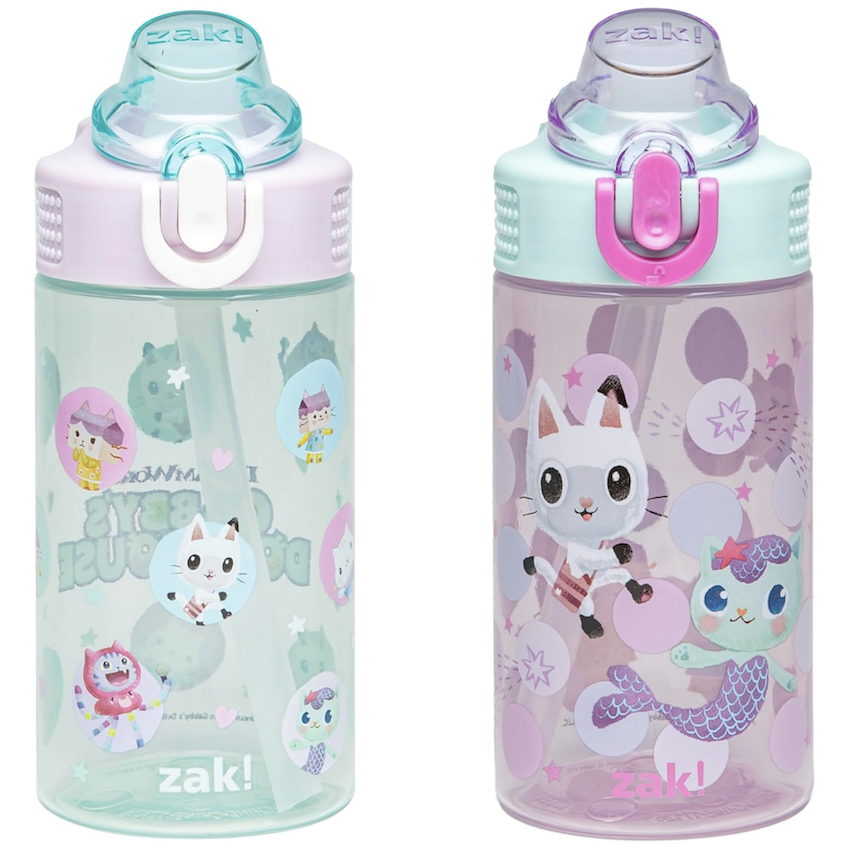 美國 Zak Designs Gabby's Dollhouse 16oz 兒童吸管水樽 (2個裝)