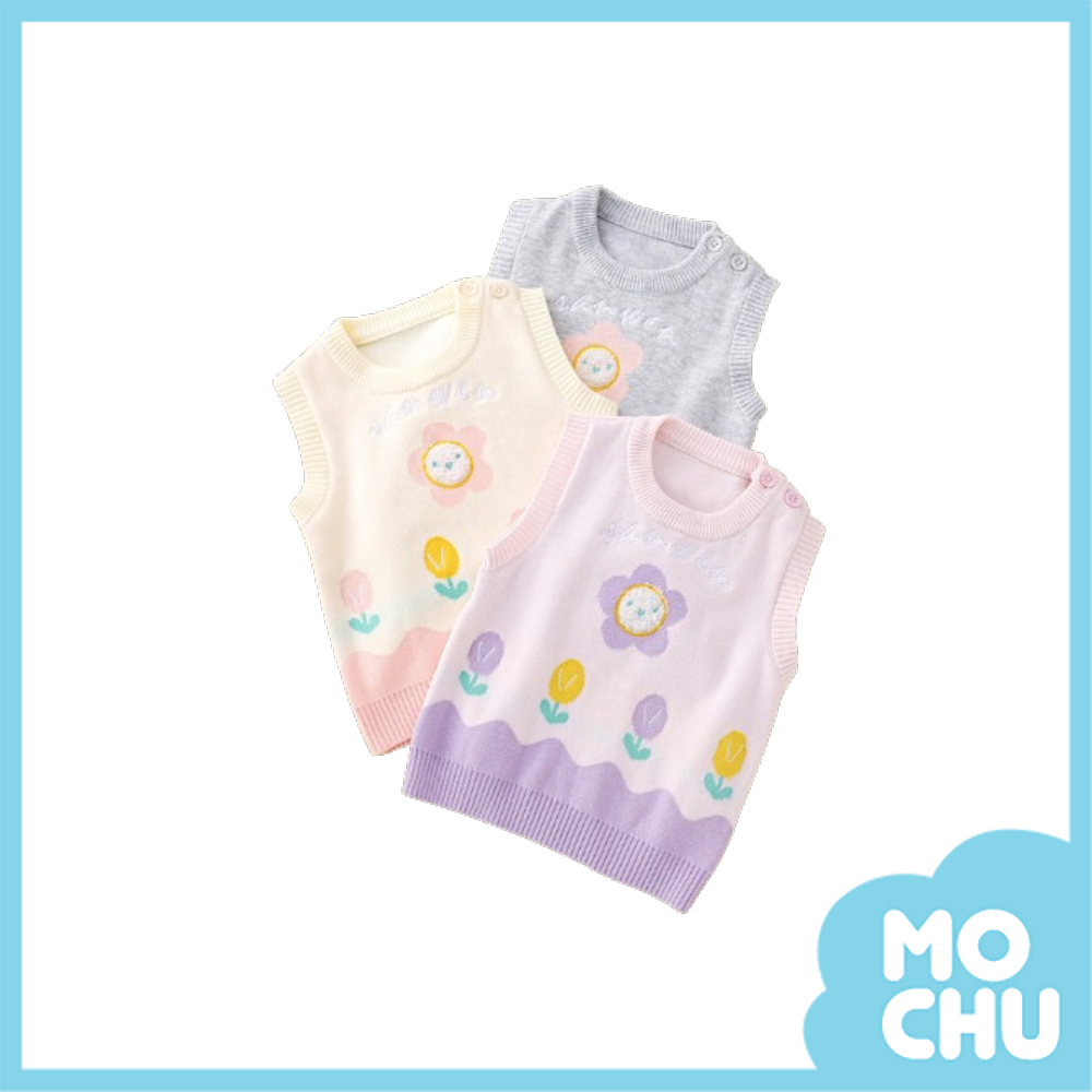 笑臉小花針織背心(三色)