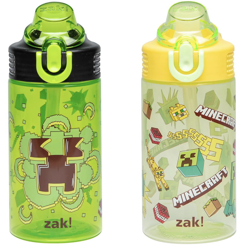 美國 Zak Designs Minecraft 16oz 兒童吸管水樽 (2個裝)