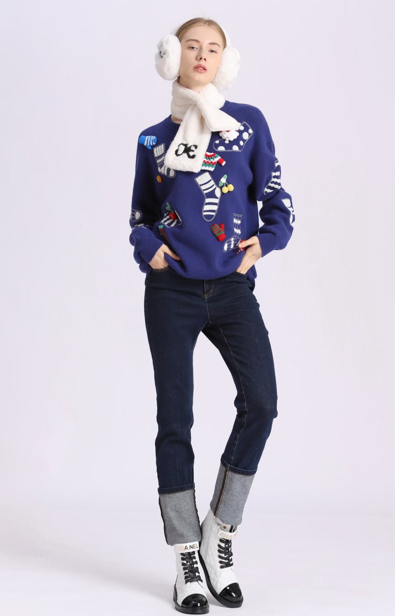 BD15223A1 聖誕夜玩趣立體聖誕小物針織毛衣