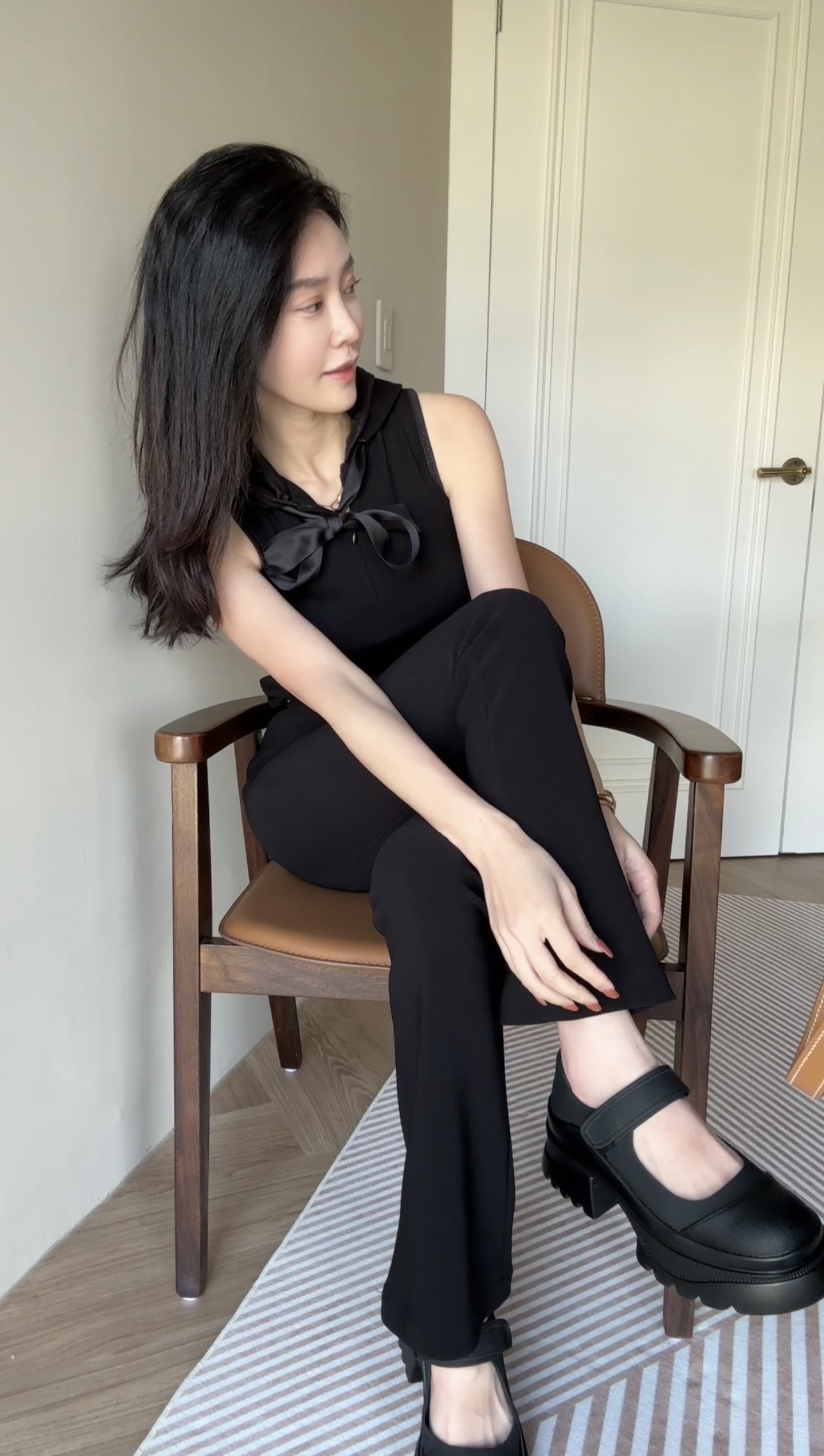 微喇叭褲腳排扣彈力褲*絕版現貨