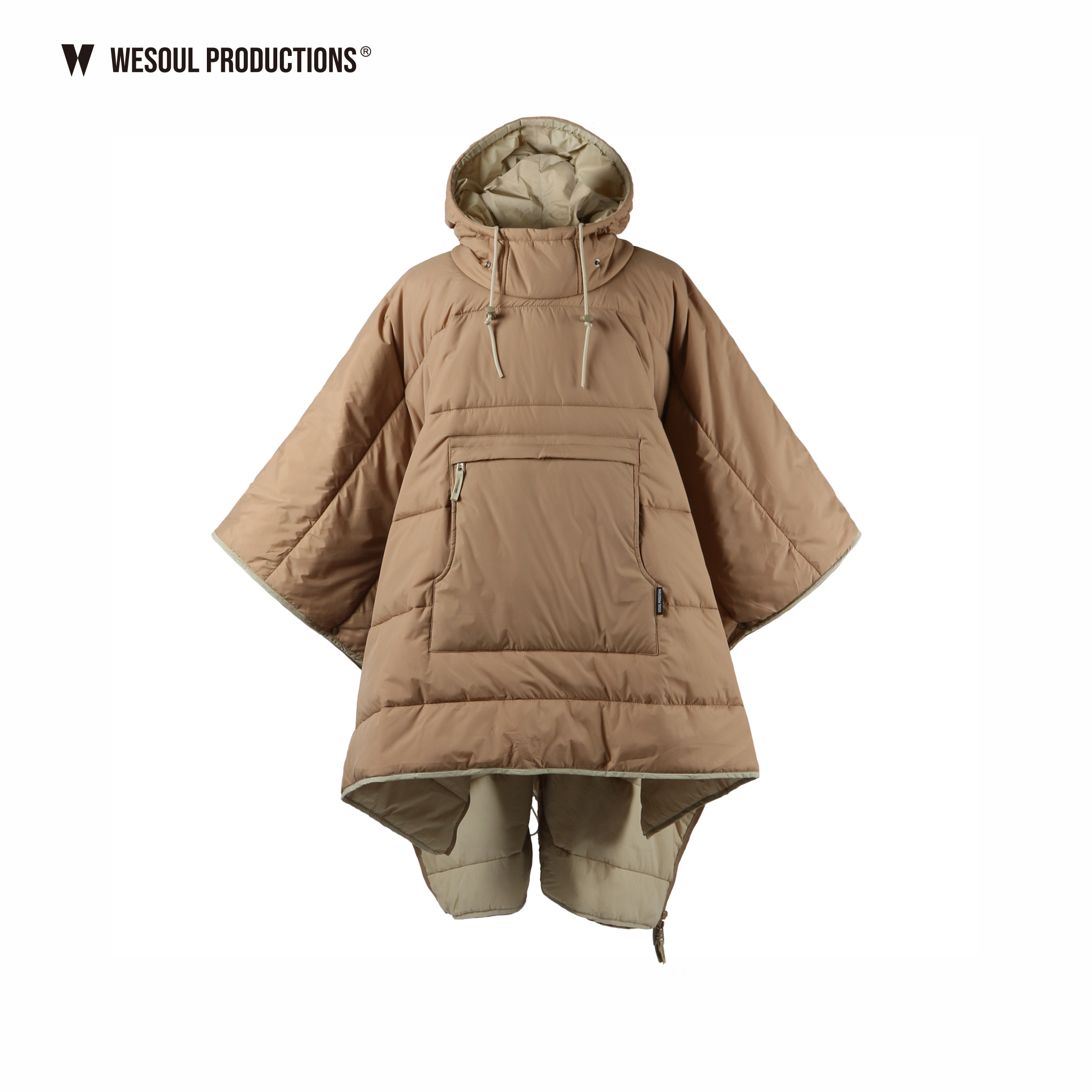 WSP－PONCHO 雙面睡袋式斗篷｜卡其色
