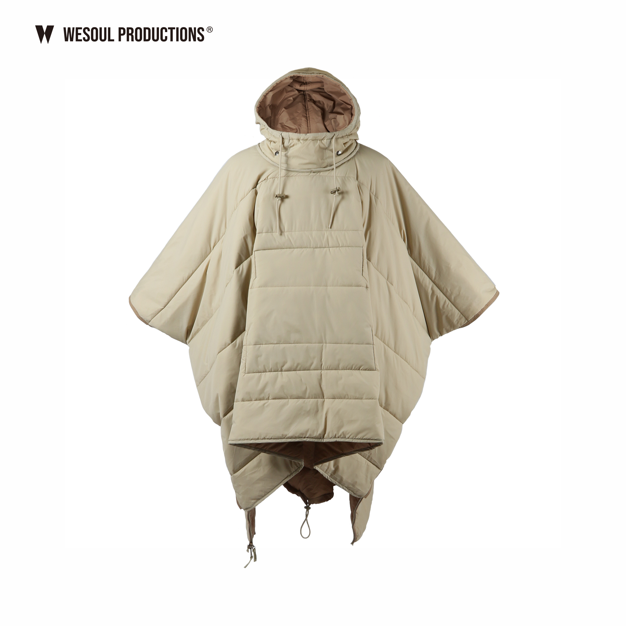 WSP－PONCHO 雙面睡袋式斗篷｜卡其色
