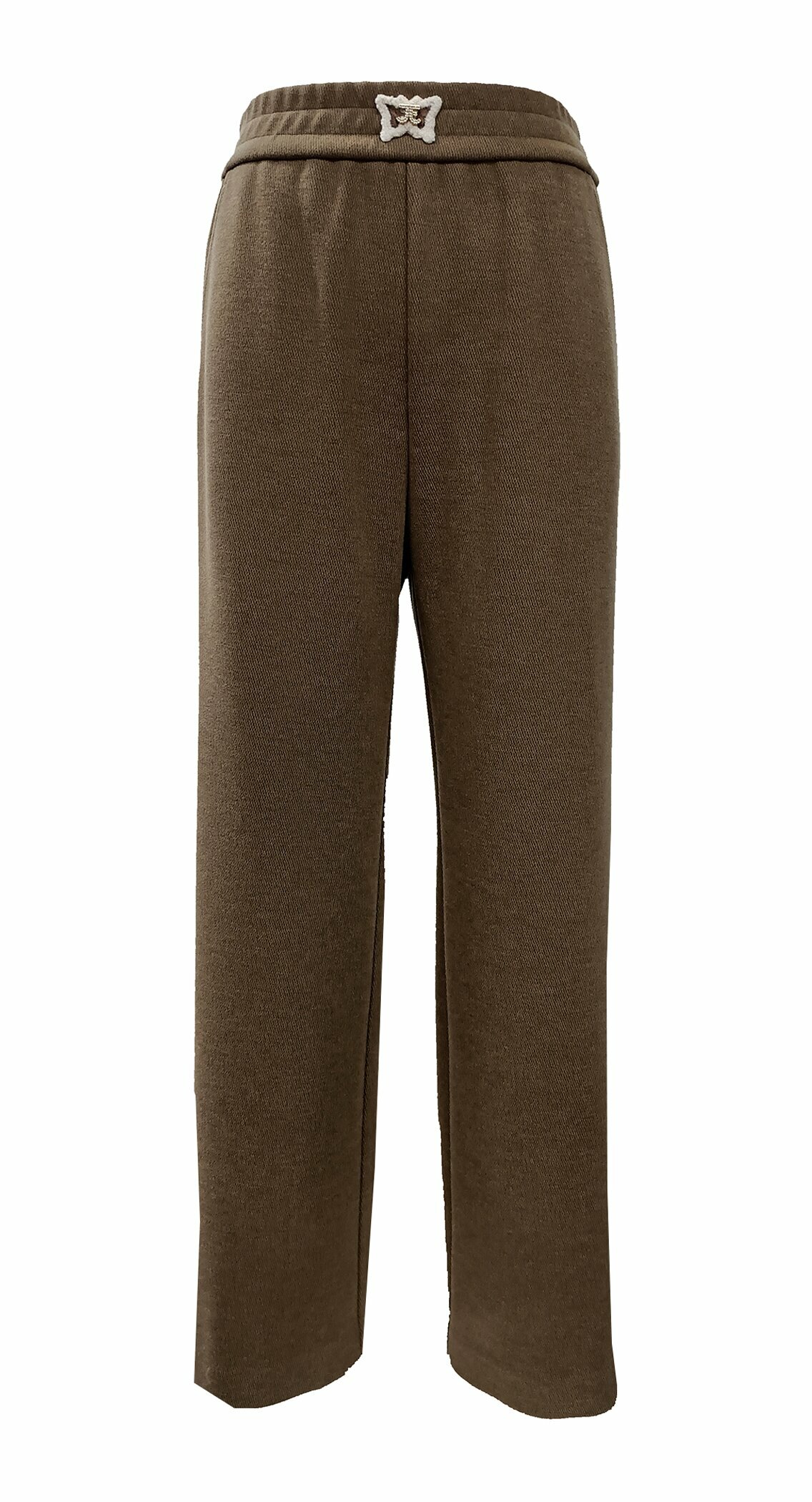 BD15131B1 慵雅深棕蝴蝶飾扣針織褲