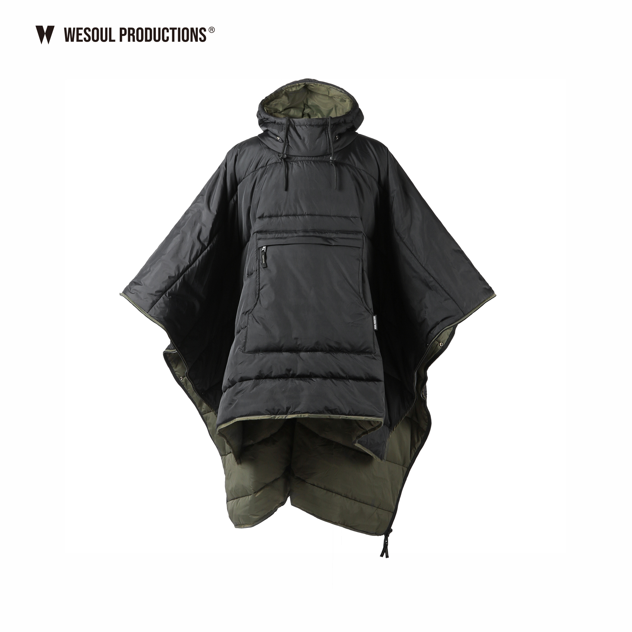 WSP－PONCHO 雙面睡袋式斗篷｜黑色