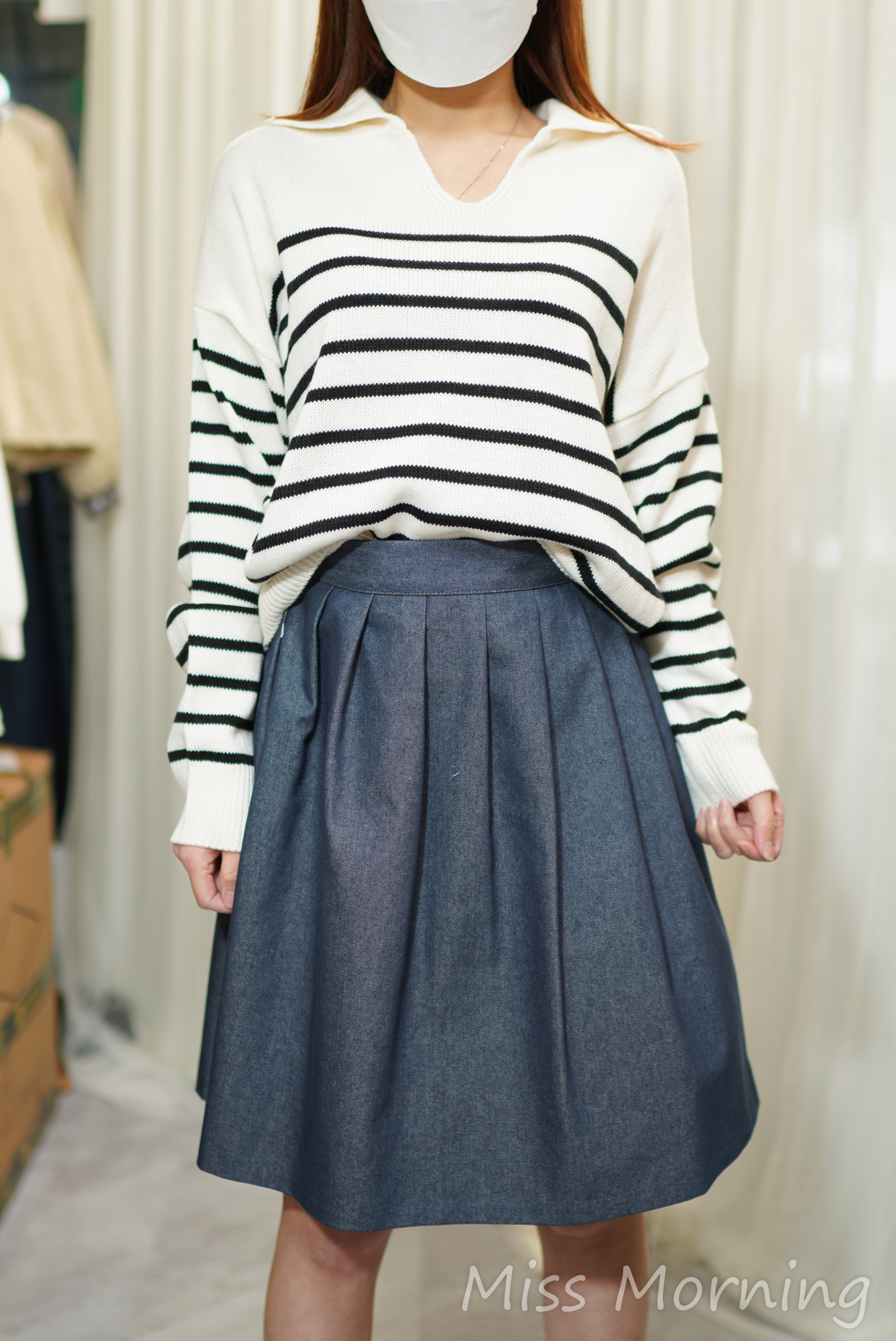 清新條子上衣(14432)&牛仔裙(33888)