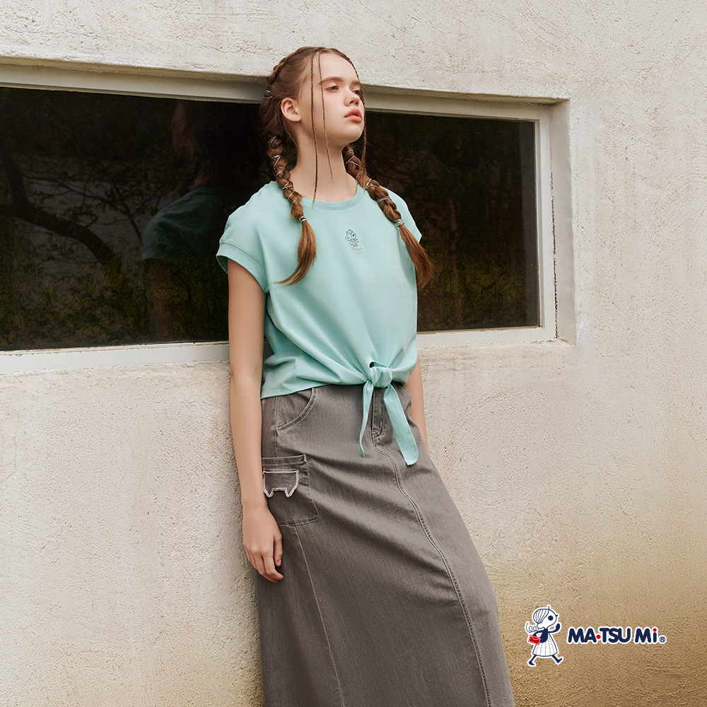 MA‧TSU Mi 立體貓咪造型口袋A字長裙(深灰)