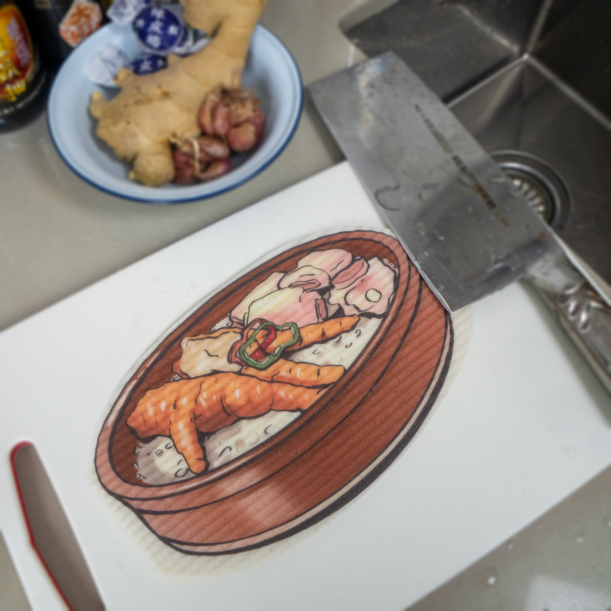 LEAFFY daichafan spareribs eco friendly cellulose sponge cloth