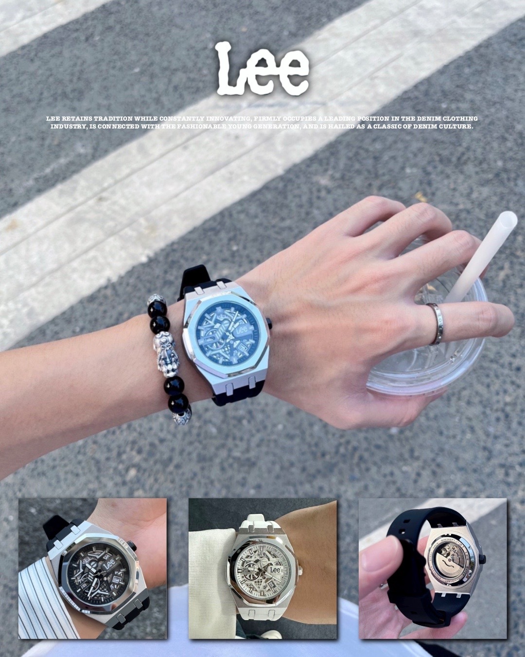 #現貨 LEE 防水 機械機芯 八角形手錶 兩色 M463