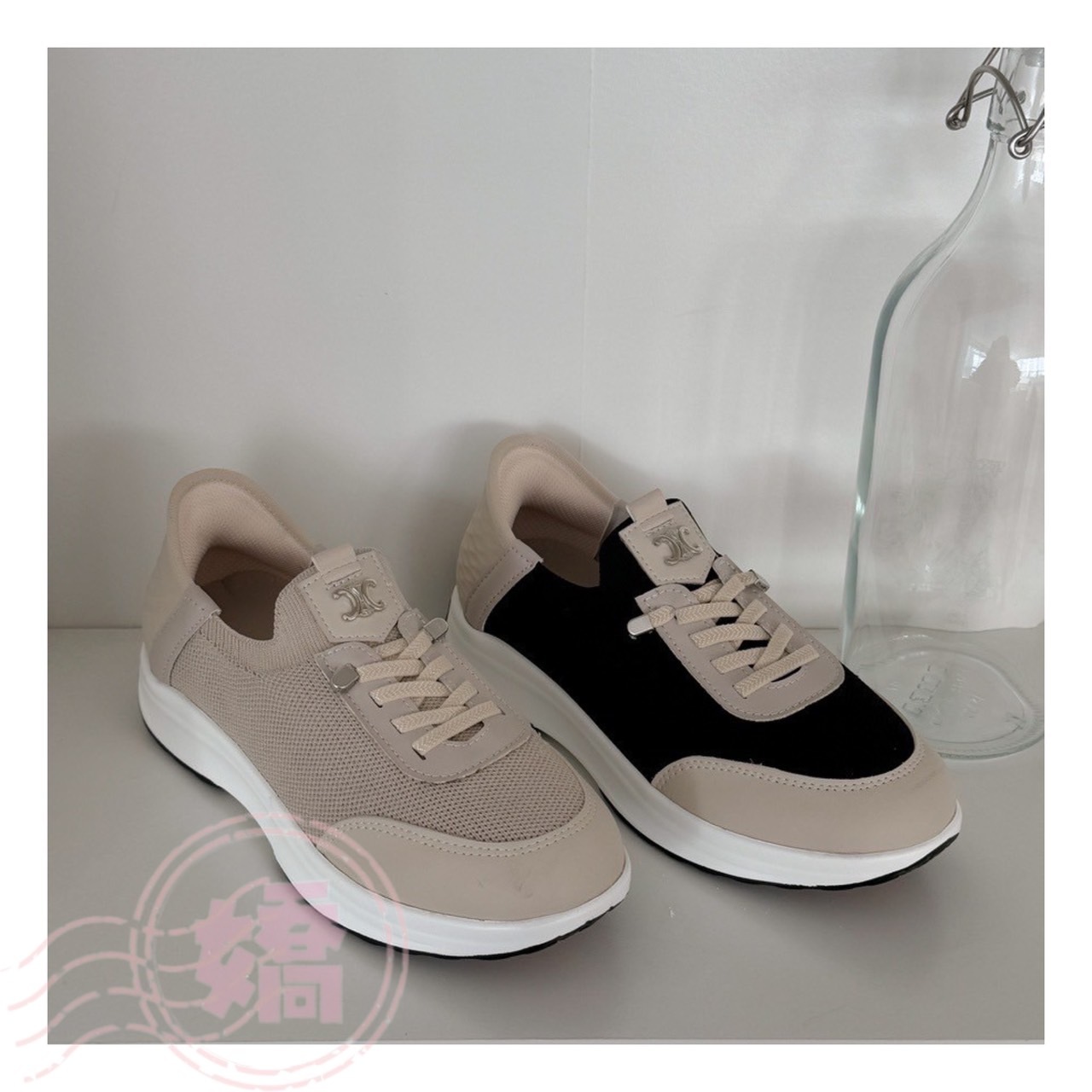 T27010真皮雙C拼接厚底休閒鞋(黑'杏)(230'235'240'245'250)