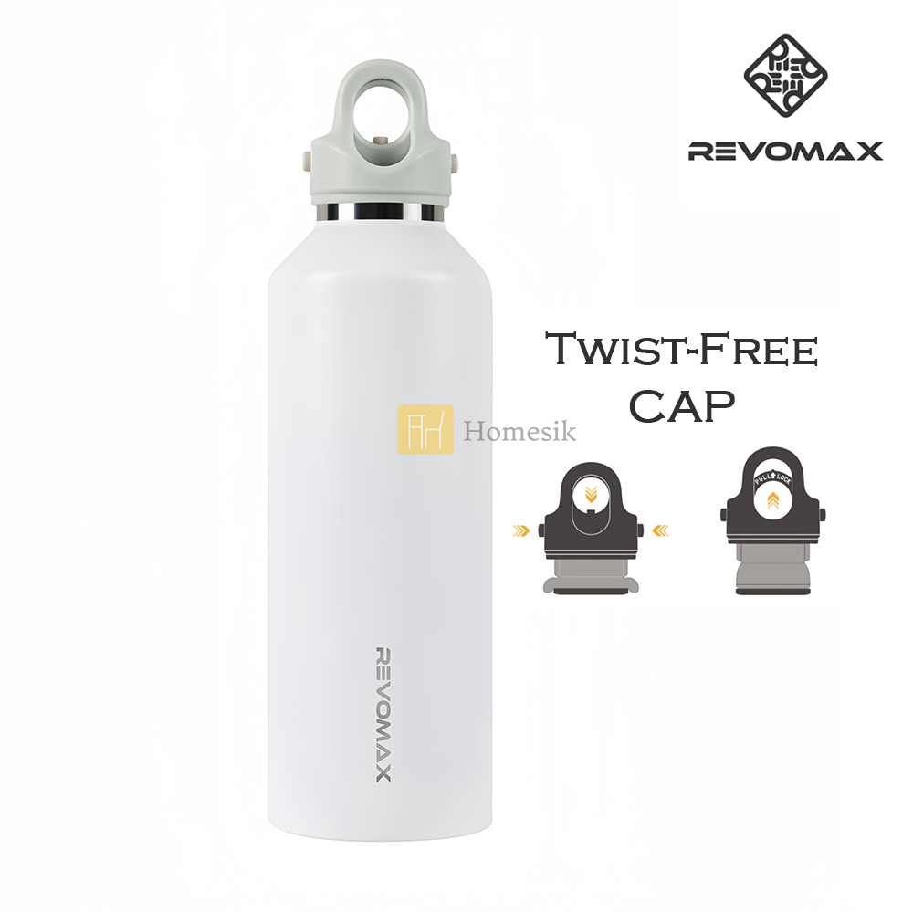 超級保溫瓶 防漏雙層不銹鋼瓶 950ml 白色 () 無螺紋杯蓋專利設計