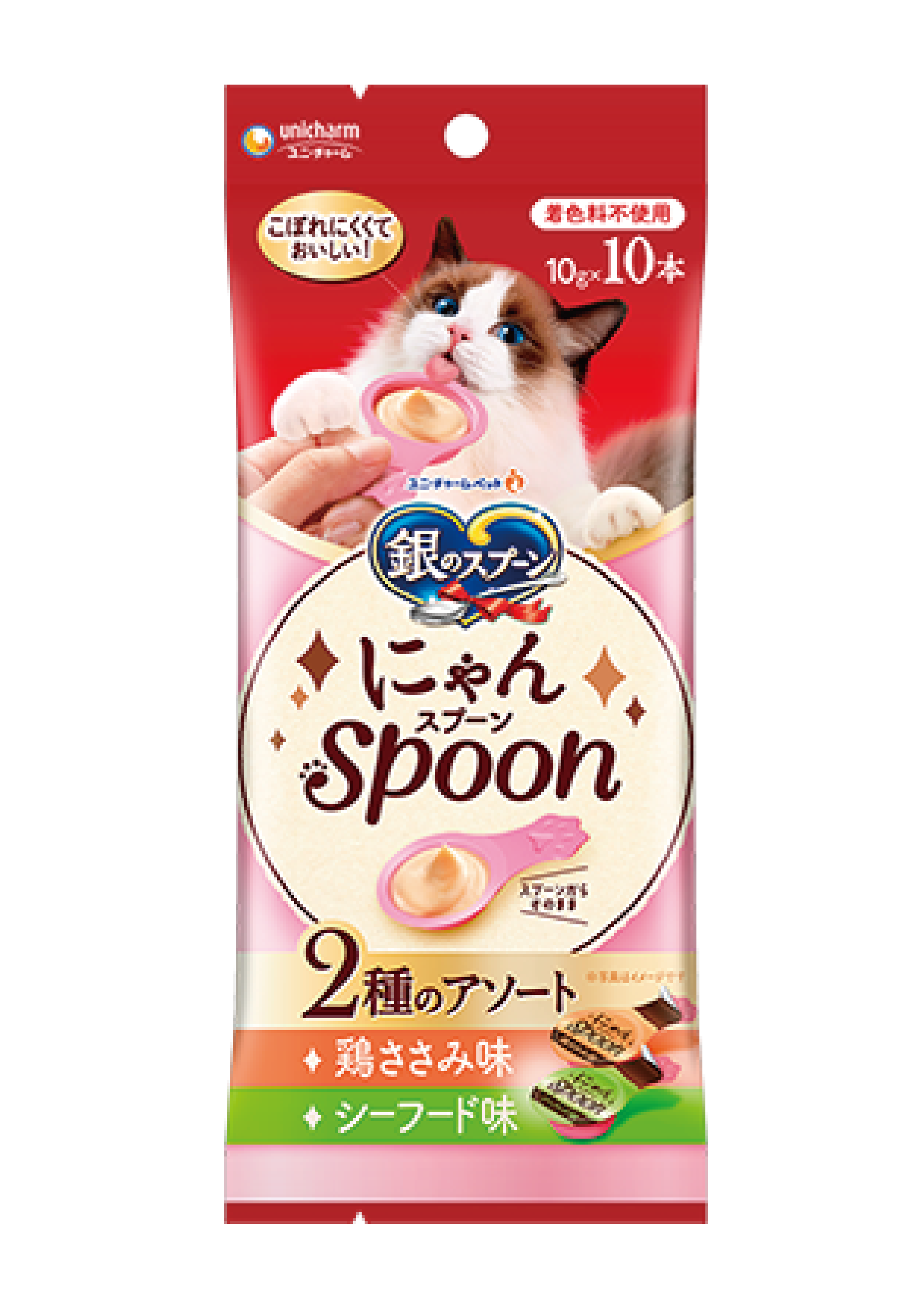 Unicharm｜銀湯匙 - 雞肉拼海鮮 2味肉醬匙 10gx10 (UIC-6955)