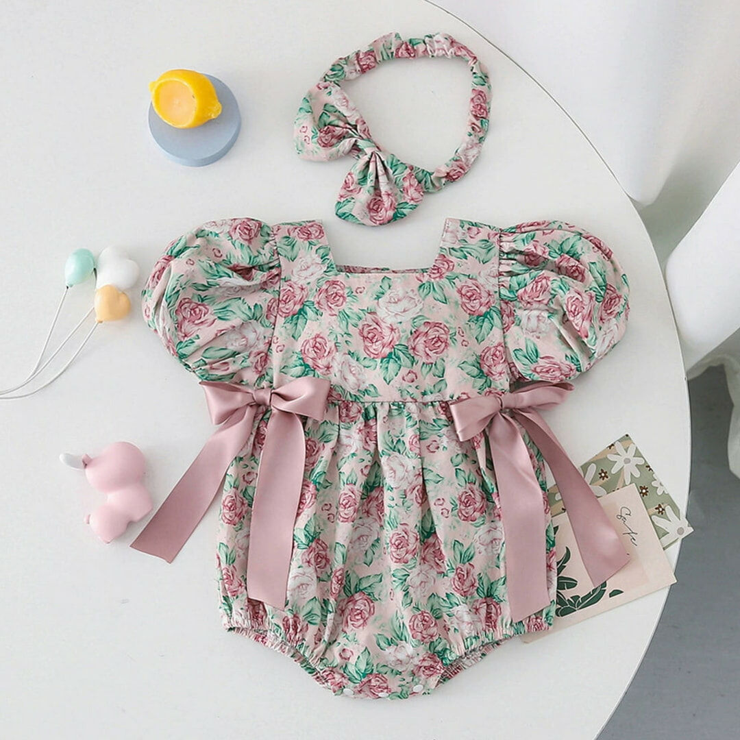 25 ins款絲絨玫瑰姐妹款-包屁衣