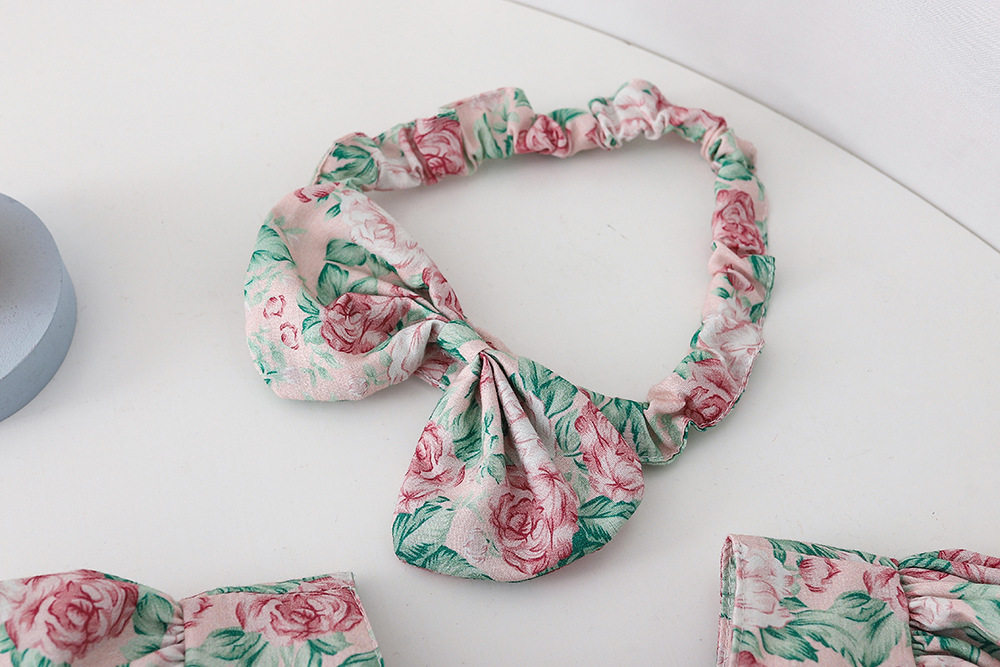 25 ins款絲絨玫瑰姐妹款-包屁衣-附髮帶