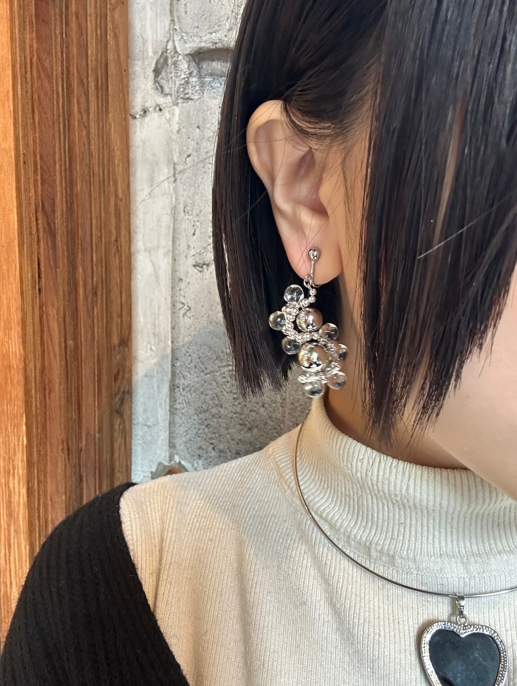 [Chouette Me.] clear drop earring | NO.164