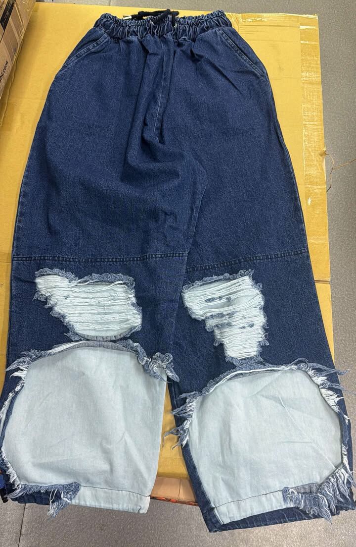 KR 韓國橡筋腰闊身薄牛仔褲 (K2 F354）