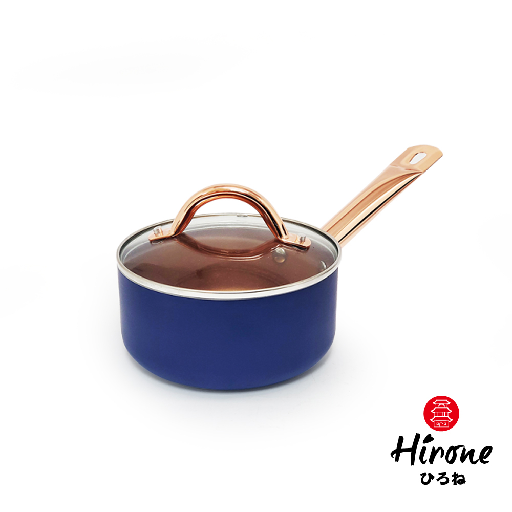 HIRONE】藍帶美學工藝16cm奶鍋(附鍋蓋)