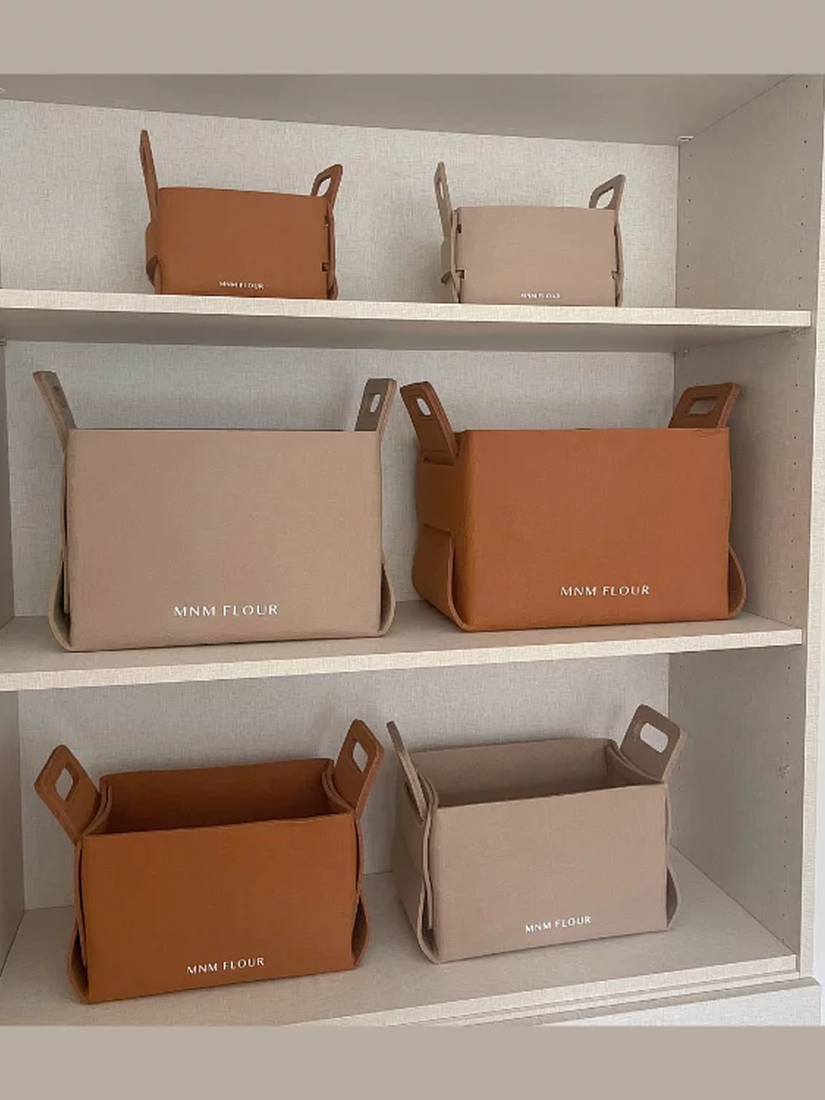 【 限量現貨 】 MNM 訂製毛氈加厚收納籃 泰奶橘棕色 燕麥奶色