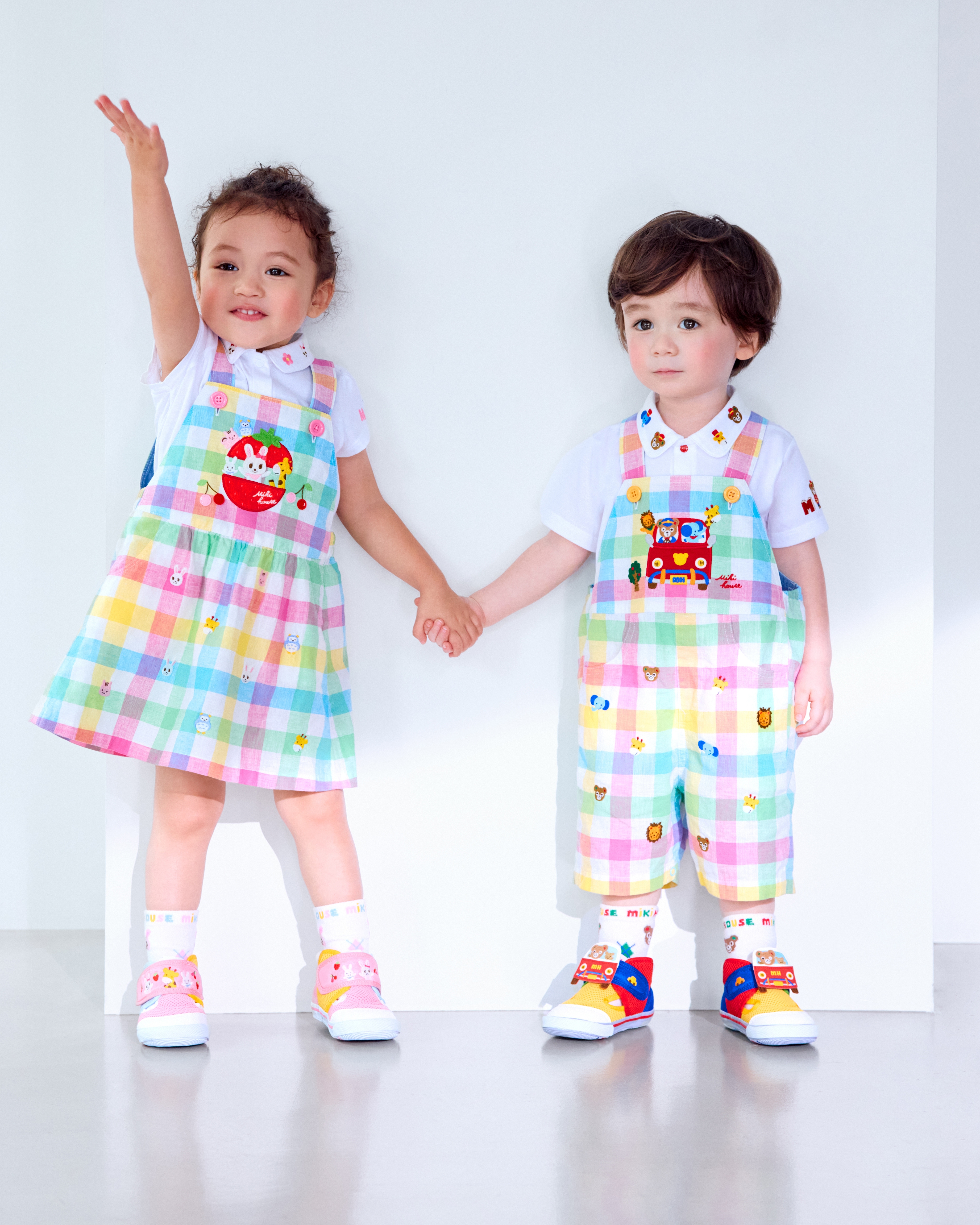 舞颯兔棉麻刺繡格子吊帶裙-多色