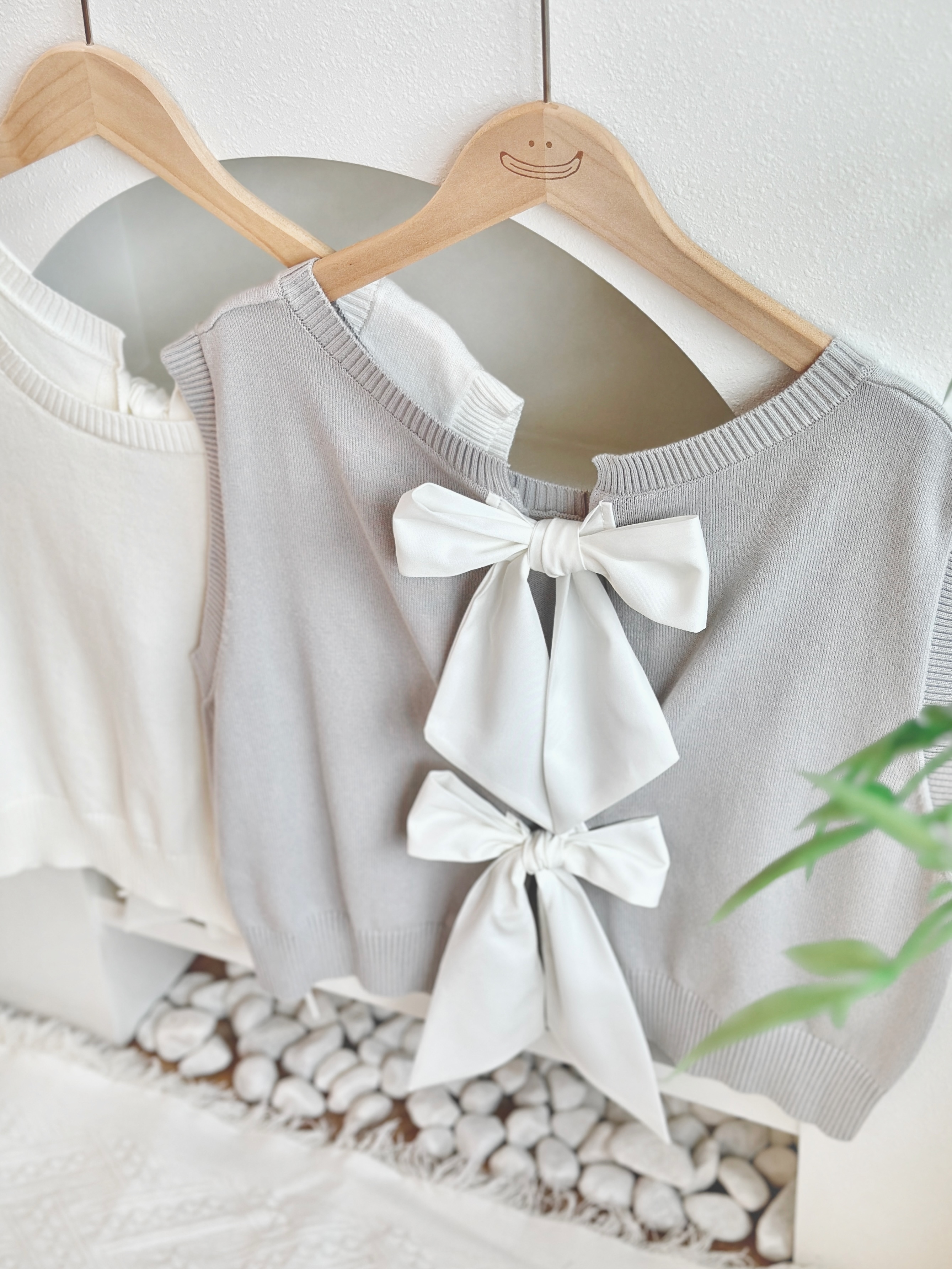 兩色 / 兩著雙蝴蝶結針織馬甲 / Two-way Double Ribbon Knitted Vest