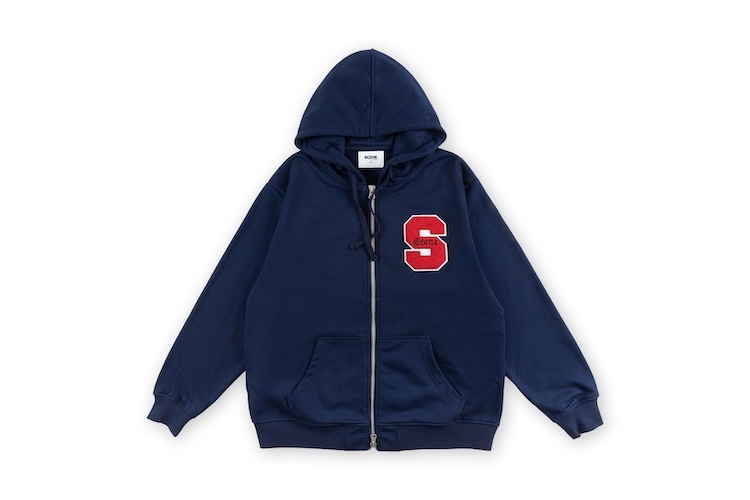 Washed Zip Up Hoodie // Navy & Red